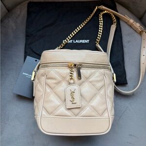 SAINT LAURENT Vanity Crossbody Bag in Beige